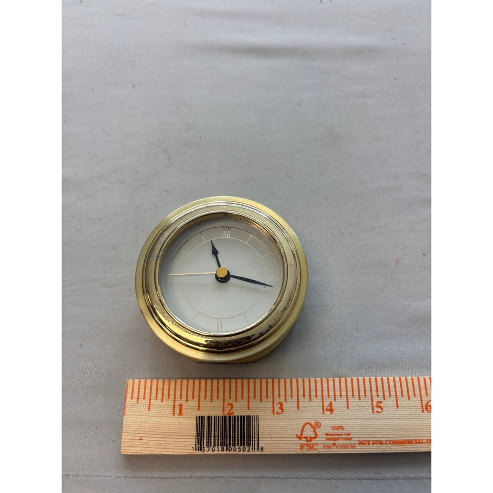 Vintage NCIA Enterprise 2004 Brass Desk Clock Gold Tone Round Executive Decor